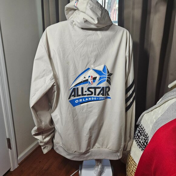 Adidas Beige/Black Hooded Jacket ORL 12 Logo Zip-Up Size M - Picture 9 of 9